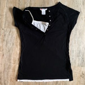 2-in-1 Black T-shirt with White Tank-Top